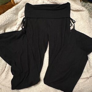 Y2k folded at waist flare black pants